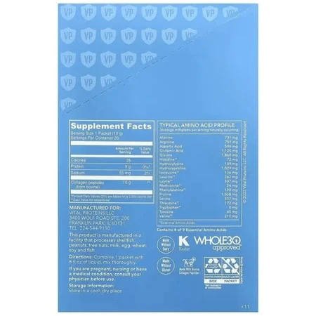 Пептиди колагену без ароматизаторів, 10 г у порції, Collagen Peptides, Vital Proteins, 20 пакетиків: ціни та характеристики