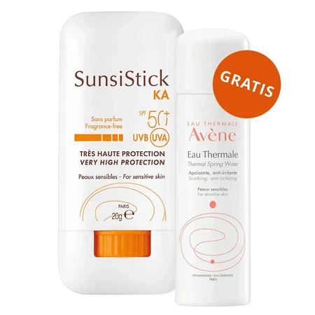 Avene SunStick KA, защитный стик для лица и тела, SPF 50+, 20 г + термальная вода для лица и тела, 50 мл gratis: цены и характеристики