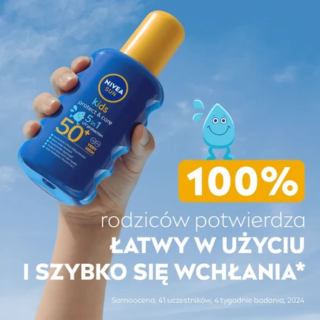 Nivea Sun Kids Protect & Care 5в1, сонцезахисний спрей для дітей, безбарвний, SPF 50+, 200 мл + гра "Доббл" у подарунок: ціни та характеристики