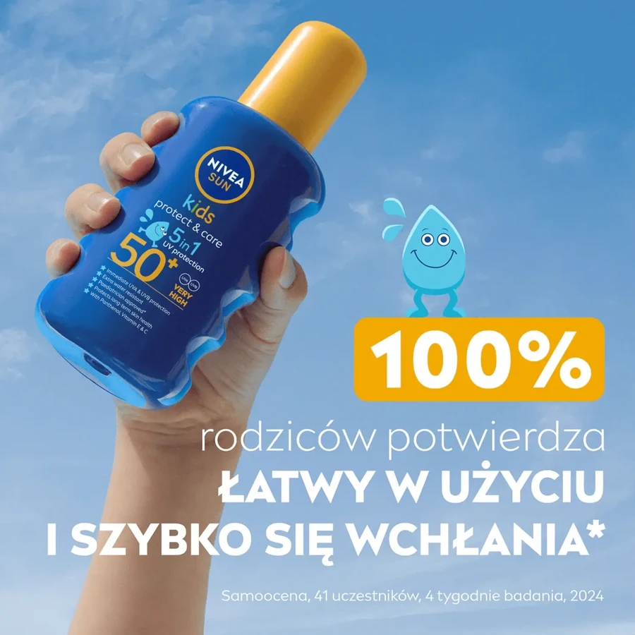 Nivea Sun Kids Protect & Care 5в1, сонцезахисний спрей для дітей, безбарвний, SPF 50+, 200 мл + гра "Доббл" у подарунок: ціни та характеристики