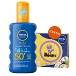 Nivea Sun Kids Protect & Care 5в1, сонцезахисний спрей для дітей, безбарвний, SPF 50+, 200 мл + гра "Доббл" у подарунок: ціни та характеристики