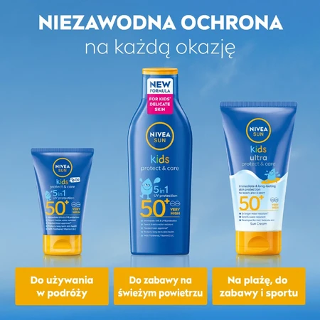 Nivea Sun Kids Protect & Care 5in1, Детский солнцезащитный лосьон, SPF 50+, 200 мл + игра Dobble бесплатно: цены и характеристики