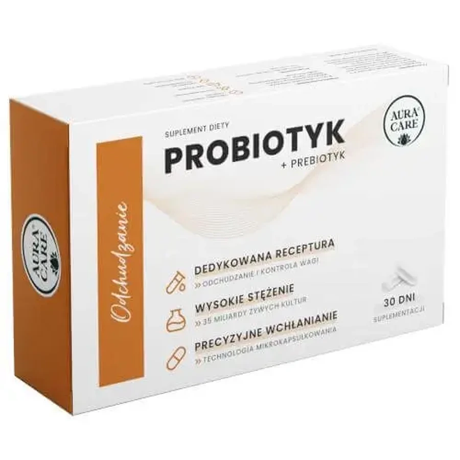 Aura Care Пробиотик для похудения + пребиотик, 30 капсул: цены и характеристики