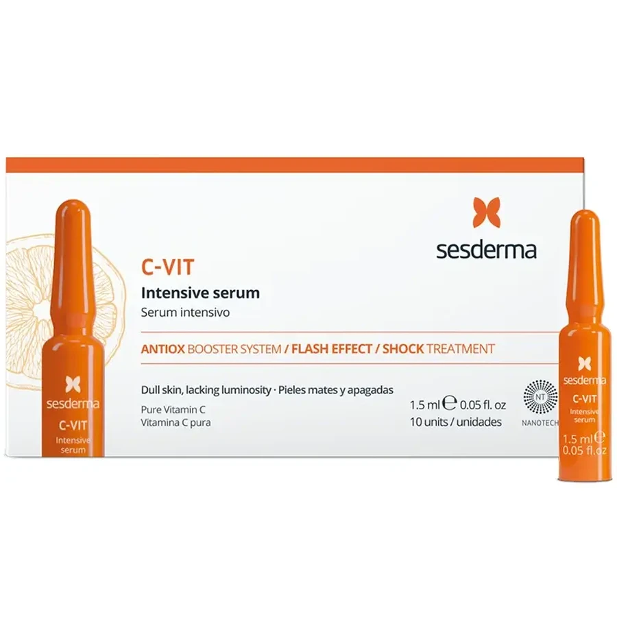 Набір Sesderma C-Vit 5, ліпосомальна сироватка для обличчя, 30 мл + сироватка для обличчя, 1,5 мл х 10 ампул: ціни та характеристики
