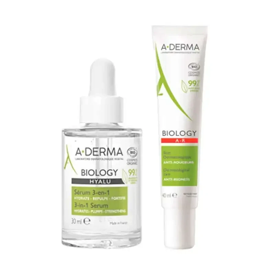 A-Derma Biology Средство против покраснений 40 мл + A-Derma Biology Hyalu Serum 3 в 1 30 мл: цены и характеристики