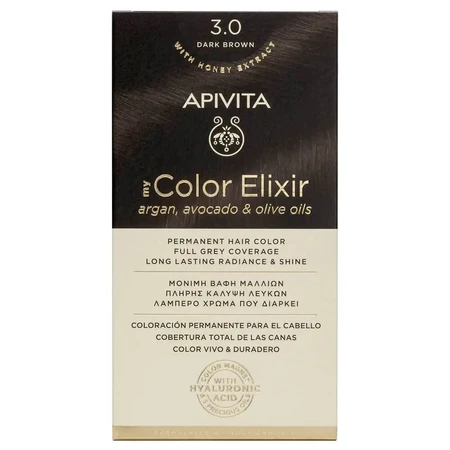 Еліксир для перманентної фарби для волосся Apivita My Colour Еліксир N3.0 Темно-коричневий: ціни та характеристики