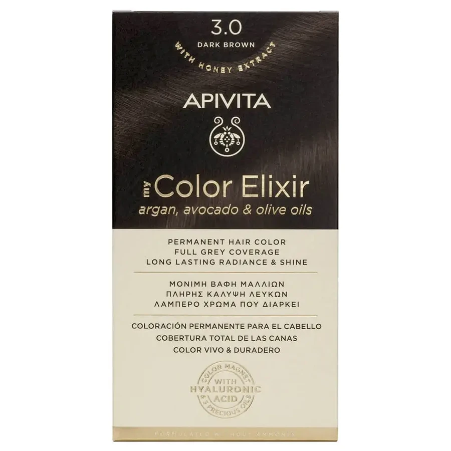 Еліксир для перманентної фарби для волосся Apivita My Colour Еліксир N3.0 Темно-коричневий: ціни та характеристики