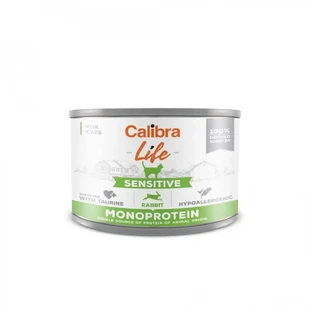 CALIBRA Life Sensitive, Кролик, консервированный однобелковый, беззерновой влажный корм для кошек, пищеварительная система, (паштет), 200г