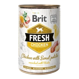 BRIT Fresh, Курка з солодкою картоплею, консерви з низькозерновим вологим кормом для собак, (в ассіці), 400г