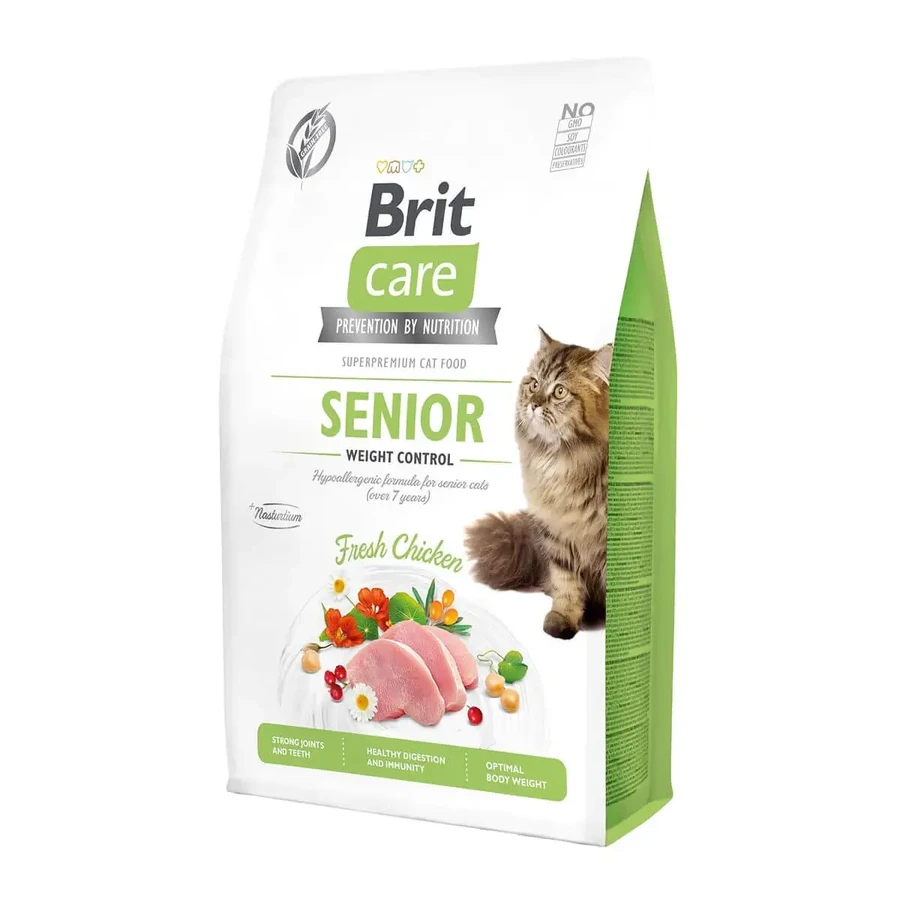 BRIT Care Senior Weight Control, курятина, беззерновий сухий корм для котів старшого віку, контроль ваги, 400г: ціни та характеристики