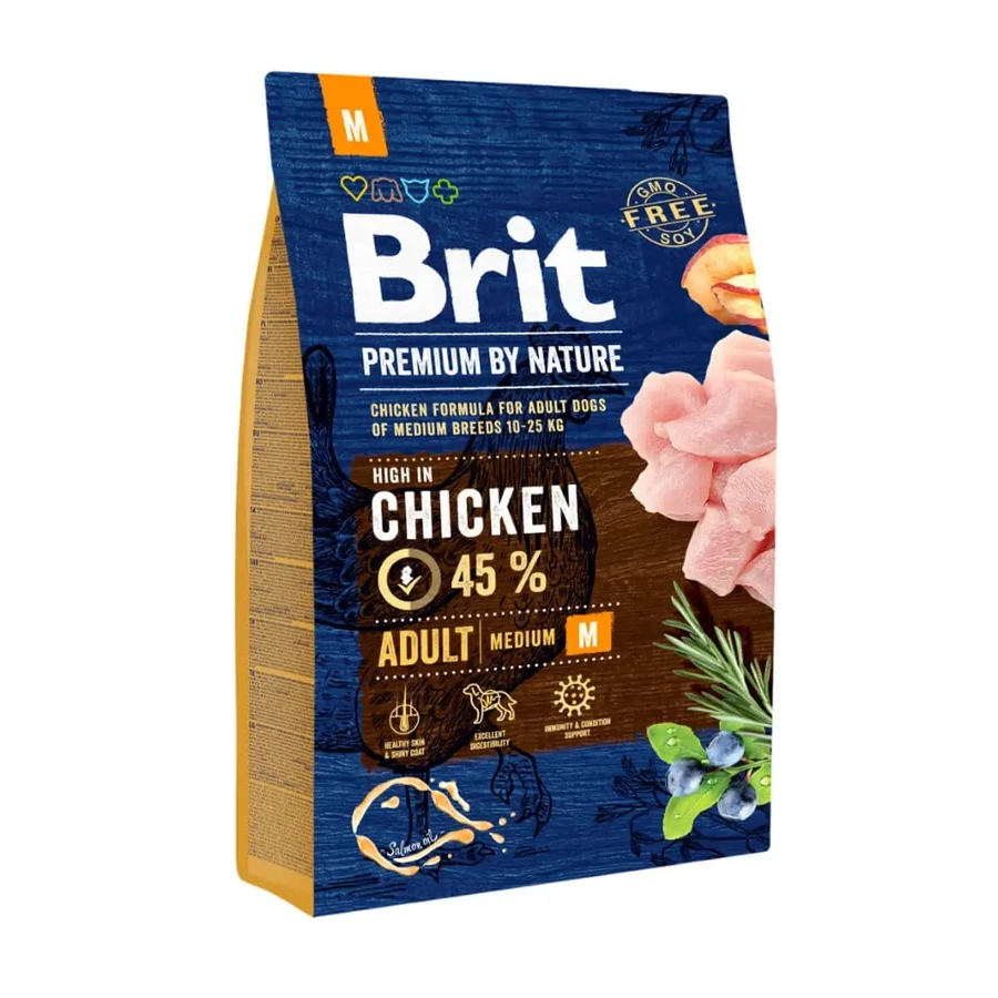 BRIT Premium By Nature Adult Medium Breed, M, Chicken, сухой корм для собак, 3 кг: цены и характеристики