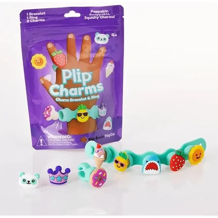 Браслет і каблучка з брелоками Pop-it Plip Charms, фіолетовий: ціни та характеристики