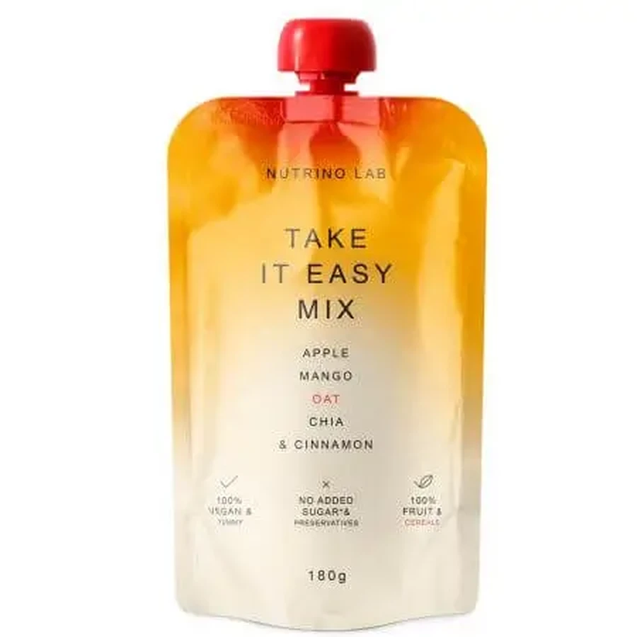 Пастеризованное пюре с яблоком, манго, овсом и корицей Take It Easy Mix, 180 г, Nutrino Lab: цены и характеристики