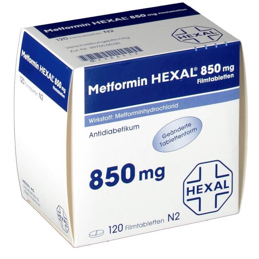 Метформін гексал таблетки в/плівк. обол. 850 мг №120