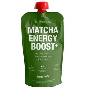 Пастеризоване пюре з яблуком, ківі, ананасом та матчу Matcha Matcha Energy Boost, 180 г, Nutrino Lab