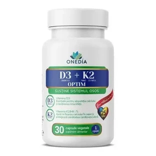 Вітамін D3+K2 Optim, 30 вегетаріанських капсул, Onedia