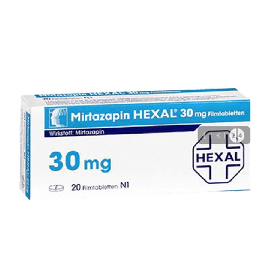 Міртазапін гексал табл. в/плівк. обол. 30 мг №20: ціни та характеристики
