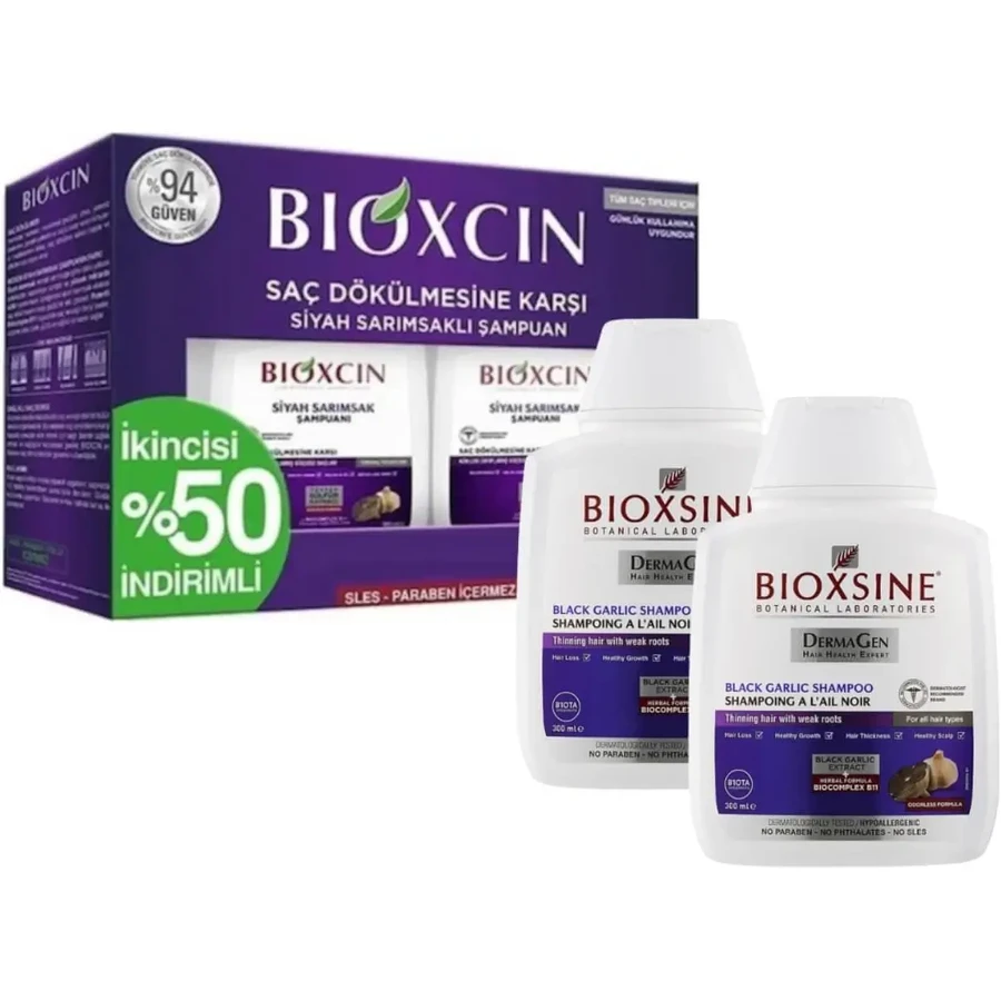 Шампунь з чорним часником Bioxcin 1 + 1 безкоштовно (2 x 300 мл): ціни та характеристики