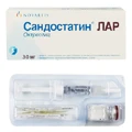 Сандостатин лар микросферы д/п сусп. д/ин. 30 мг фл., раств. шприц 2 мл,+игл.,адапт.