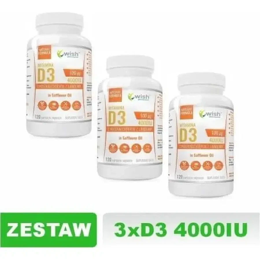 Wish Vitamin D3 4000IU 3 x 120 мягких капсул: цены и характеристики