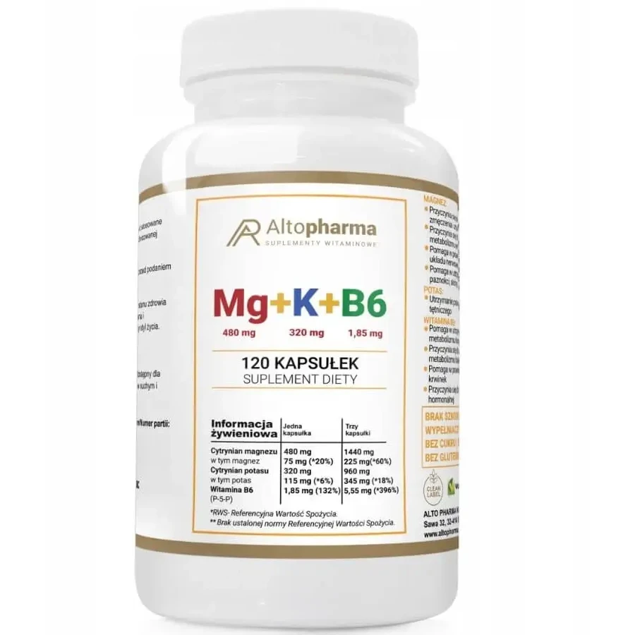 Альтофарма Mg+K+Vit B6 120 капсул Vege: ціни та характеристики