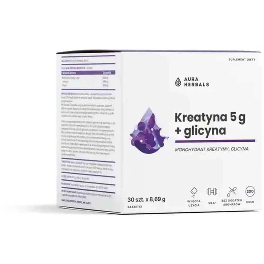 Aura Herbals Креатин 5 г моногидрат + глицин 30 пакетиков: цены и характеристики