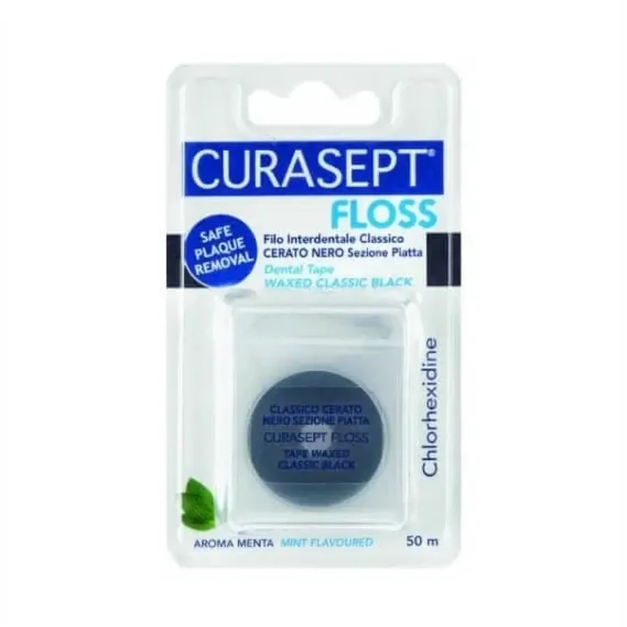 Зубна нитка INDENT CURASEPT FLOSS Чорна вощена зубна нитка 50 ...: ціни та характеристики