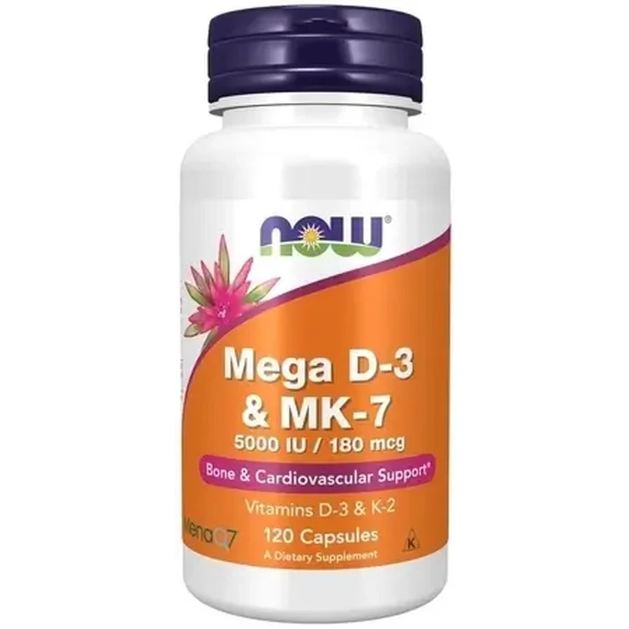 Now Foods Витамин D3 5000 ЕД + K2 MK7 180 мкг 120 капсул: цены и характеристики