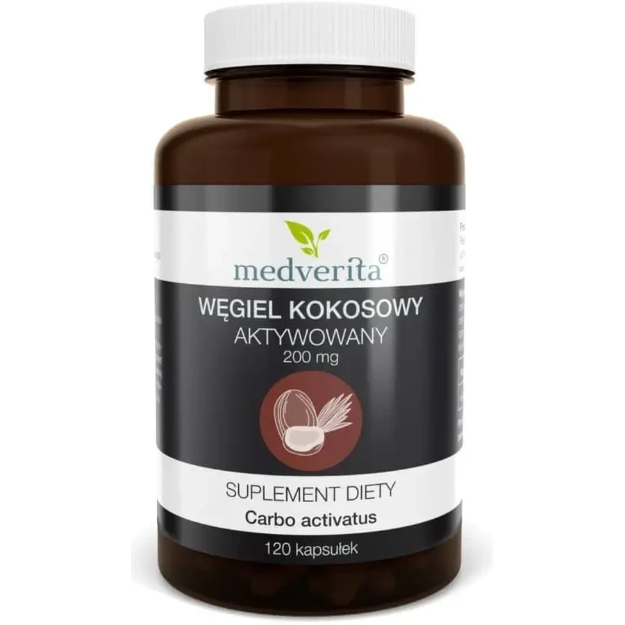 Вугілля кокосове активоване Medverita 200 мг 120 капсул: ціни та характеристики
