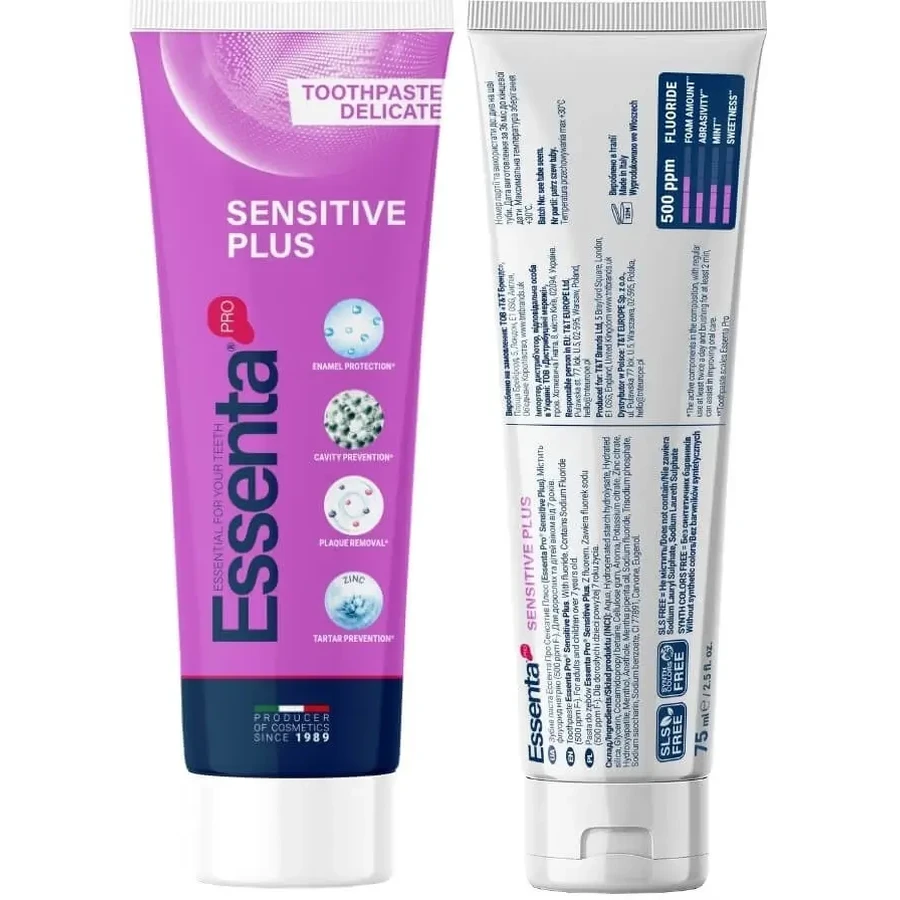 Зубна паста Essenta Sensitive Plus 75 мл: ціни та характеристики