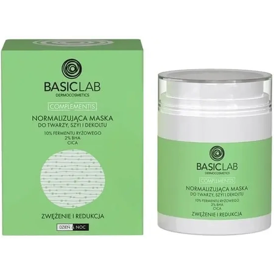 BasicLab Нормализующая маска для лица, шеи и декольте, 10% ...: цены и характеристики