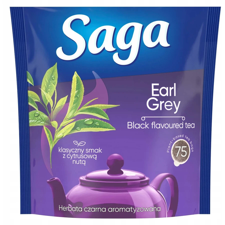 Saga Earl Grey ароматизированный черный чай 75 пакетиков: цены и характеристики
