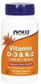 NOW FOODS Витамин D3 K2 1000UI 120 капсул