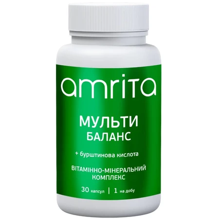 Мульти Баланс Amrita комплексні вітаміни + янтарна кислота, 30 капсул: ціни та характеристики