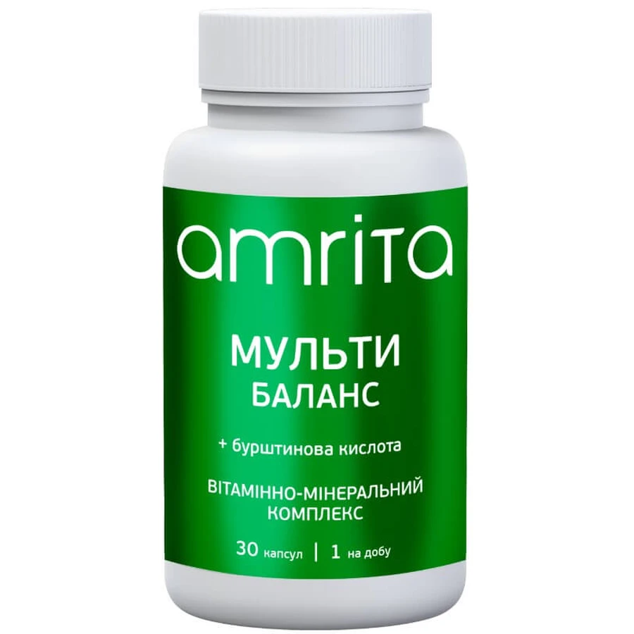 Мульти Баланс Amrita комплексні вітаміни + янтарна кислота, 30 капсул: ціни та характеристики
