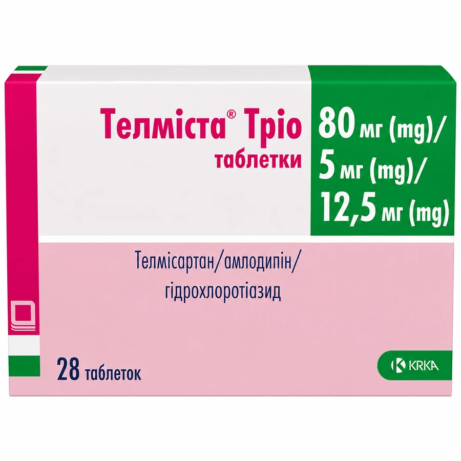 Телмиста Трио таблетки по 80 мг/5 мг/12.5 мг №28 (7х4): цены и характеристики
