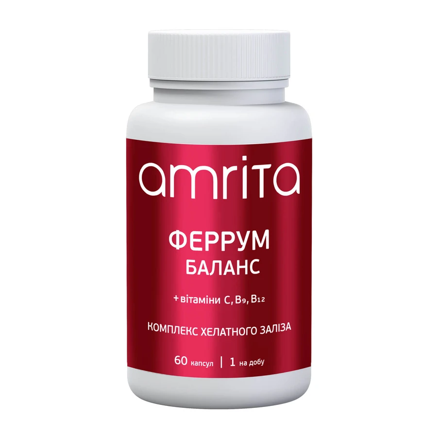 Феррум Баланс Amrita хелатное железо с витаминами С, В9, В12, 60 капс: цены и характеристики