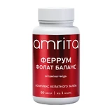 Феррум Фолат Баланс Amrita, хелатное железо с витаминами С, В9, В12 и медью, 60 капс