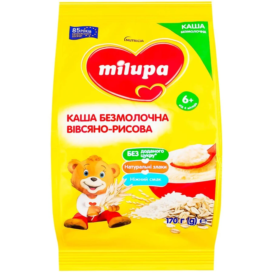 Milupa каша безмолочна вівсяно-рисова суха швидкорозчинна, 170 г: ціни та характеристики