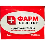 Серветка Фарм Хелпер медична антимікробна з хлоргексидином, 10 х 13 см