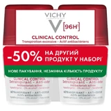 Дезодорант-антиперспирант Vichy Clinical Control 96 часов защиты, роликовый, 2 шт. по 50 мл