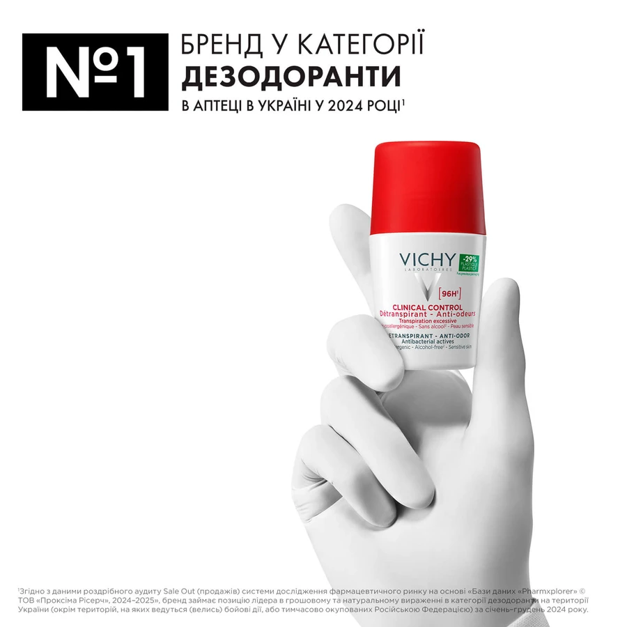 Дезодорант-антиперспірант Vichy Clinical Control 96 годин захисту, роликовий, 2 шт. по 50 мл: ціни та характеристики