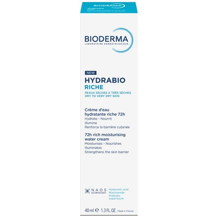 Крем для обличчя Bioderma Hydrabio Riche 72h Moisturising Water Cream зволожувальний, для чутливої зневодненої шкіри, 40 мл: ціни та характеристики
