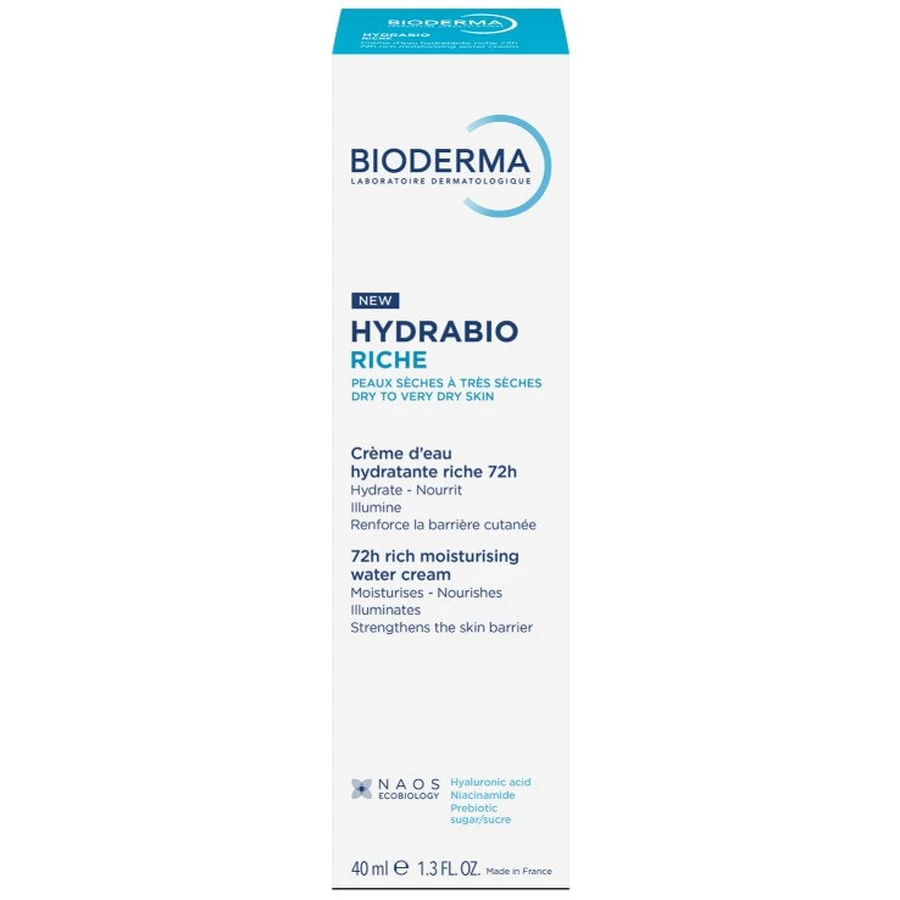Крем для обличчя Bioderma Hydrabio Riche 72h Moisturising Water Cream зволожувальний, для чутливої зневодненої шкіри, 40 мл: ціни та характеристики