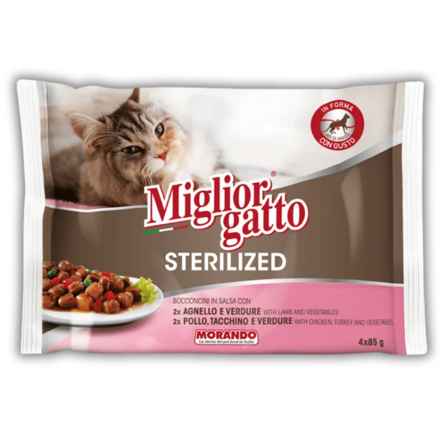 Набір - консерви для стерилізованих котів Migliorgatto Sterilized ягня 2 шт \ курка та індичка 2 шт (Пауч 85 г * 4 шт): ціни та характеристики