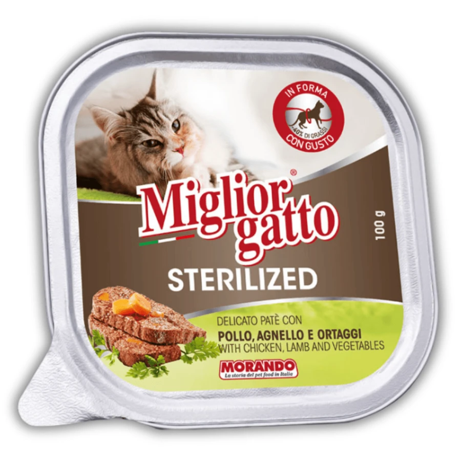 Беззерновые консервы для стерилизованных кошек Morando Migliorgatto Sterilized с курицей ягнёнком и овощами 100 г: цены и характеристики