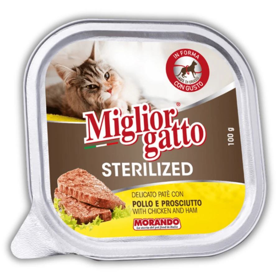 Консерви для котів Migliorgatto Sterilized з куркою та прошутто 100 г (Лоток): ціни та характеристики