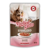 Консерви для стерилізованих котів Migliorgatto Sterilized лосось шматочки в желе 85 г (Пауч)