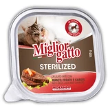 Консерви для котів Migliorgatto Sterilized з яловичиною печінкою та морквою 100 г (Лоток)