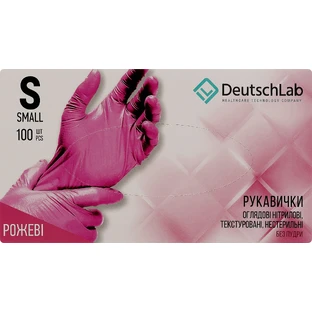 Нитриловые нестерильные перчатки DeutschLab розового цвета, размер S, 50 пар (100 шт.)